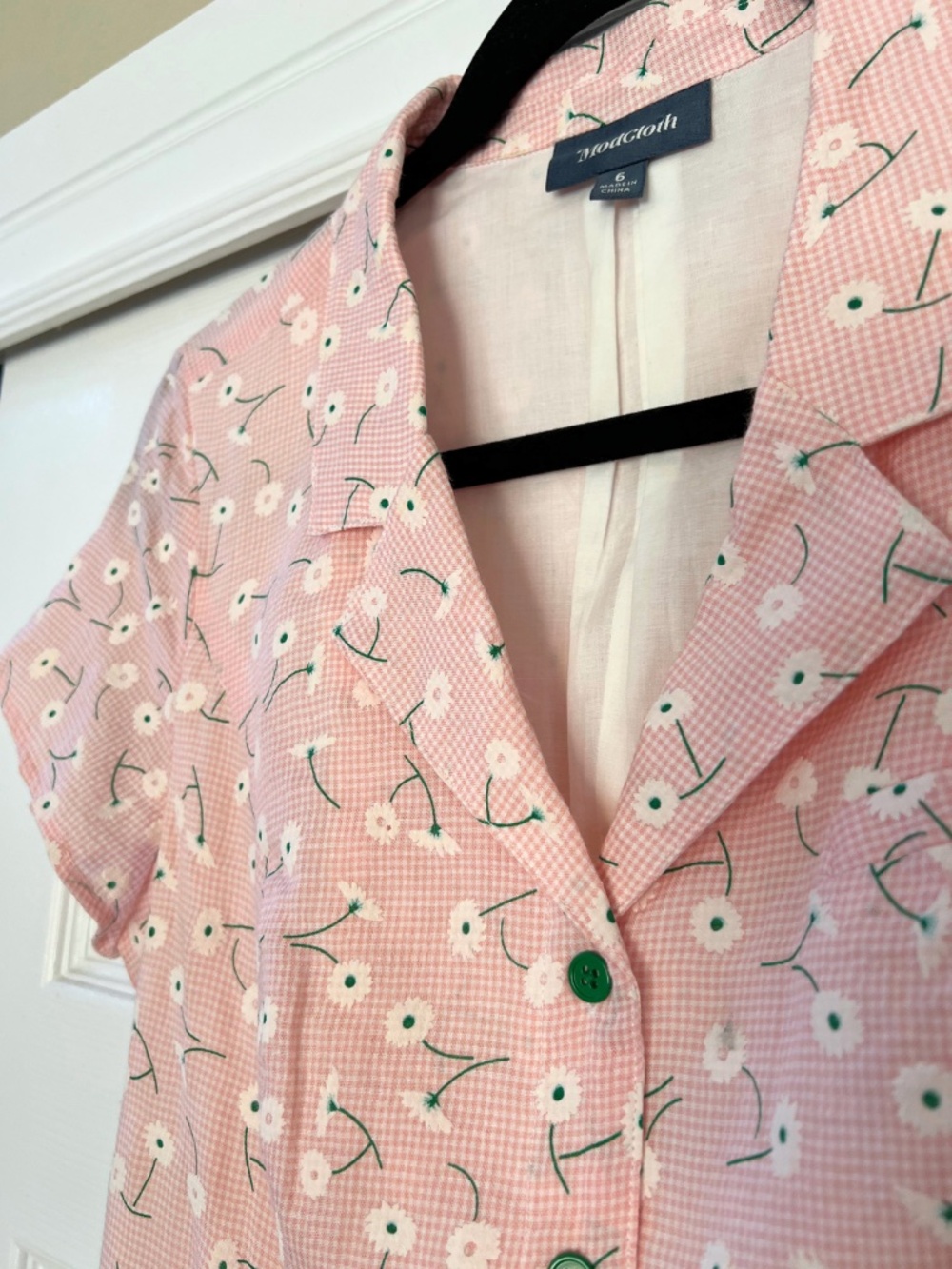 MODCLOTH Daytime Gingham Floral Dress, Women's size 6 - Picture 4 of 7